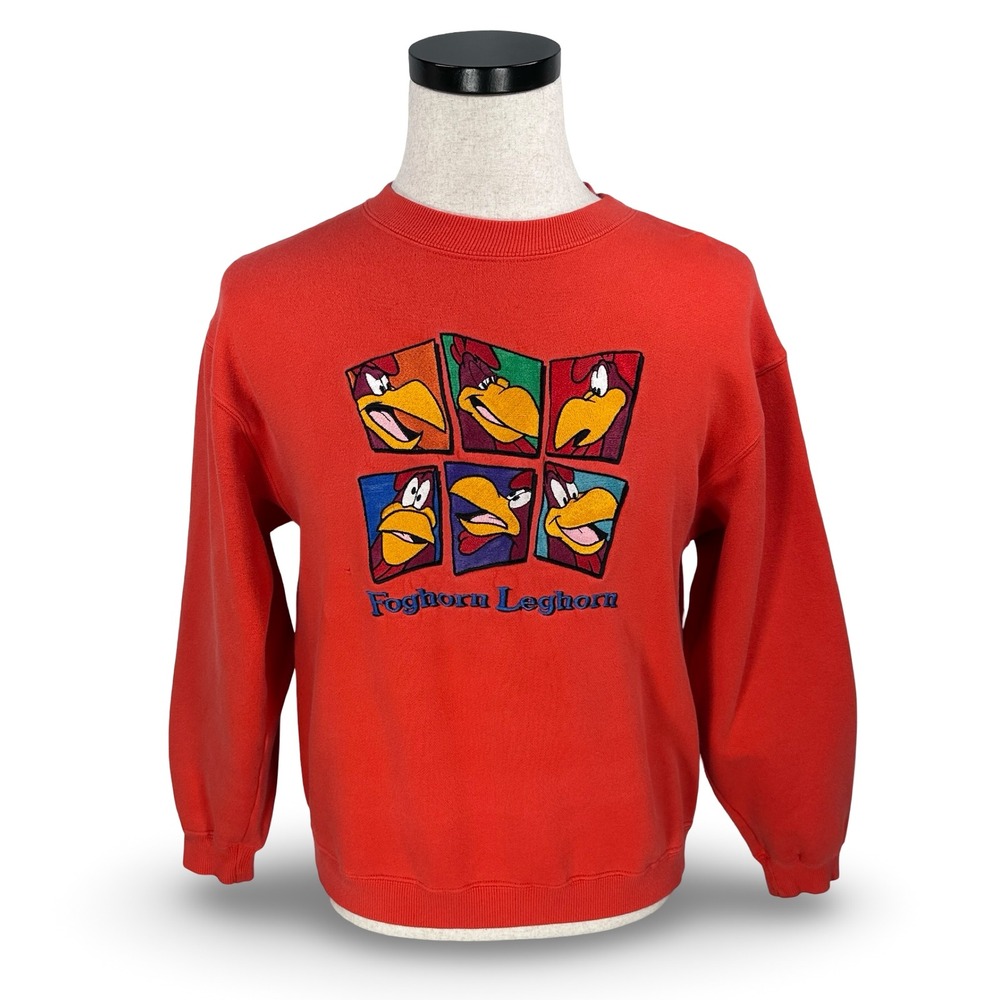 Vintage‎ Warner Bros Studio Store Foghorn Leghorn Orange Sweatshirt XS 90s